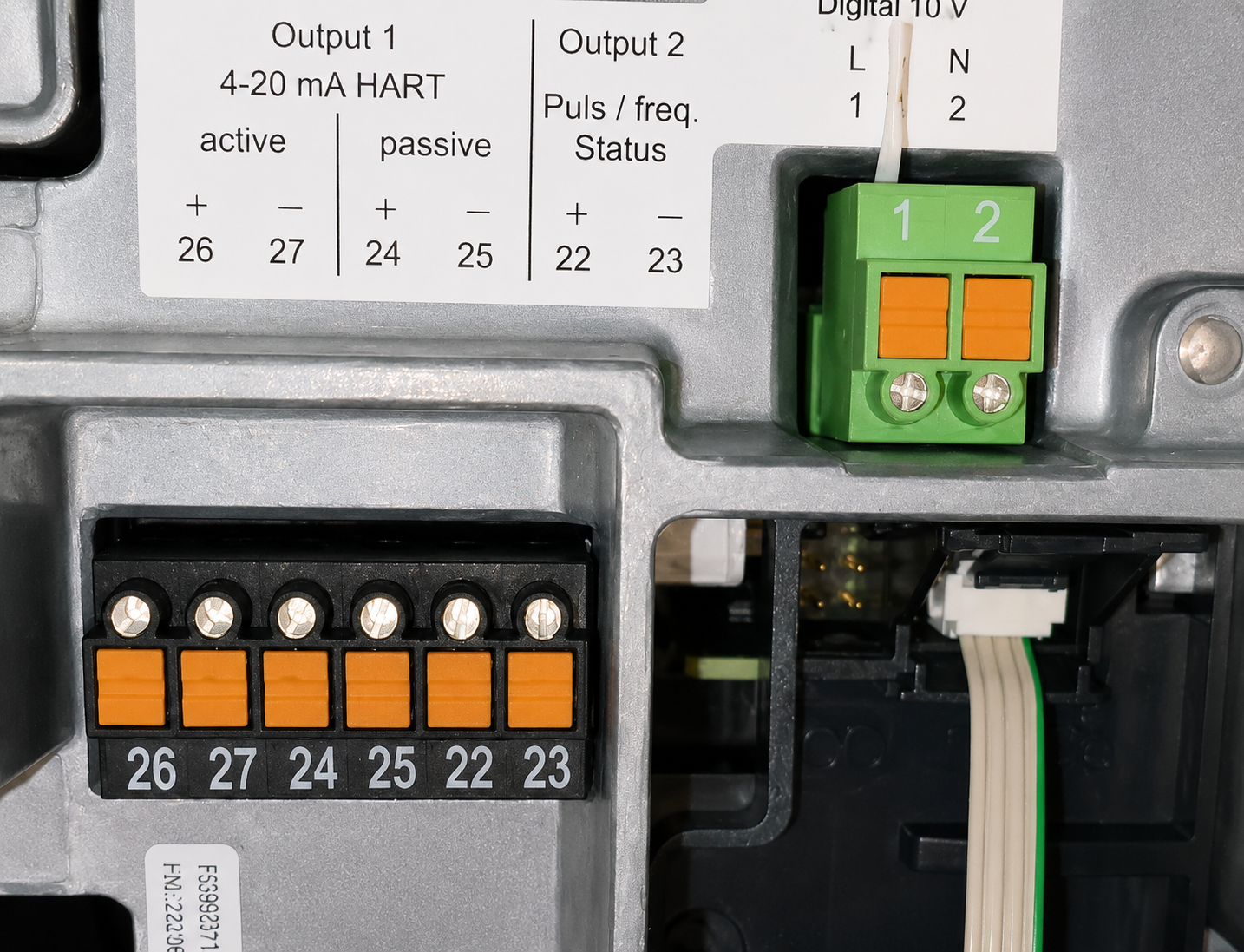Bornier de sortie impulsion du débitmètre Endress+Hauser