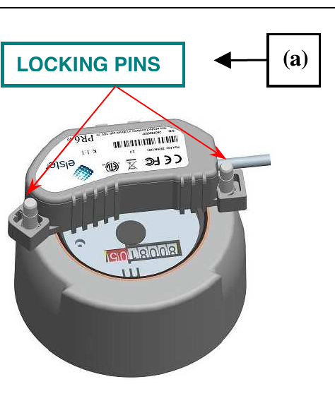 Émetteur Elster PR6 immobilisé par deux tiges de fixation